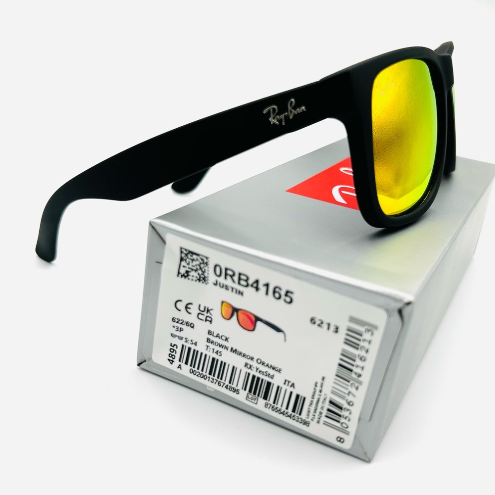 Ray-Ban Polarized Sunglasses Mens Justin RB4165 Flash Mirror Lens 54-16… - Picture 7 of 15
